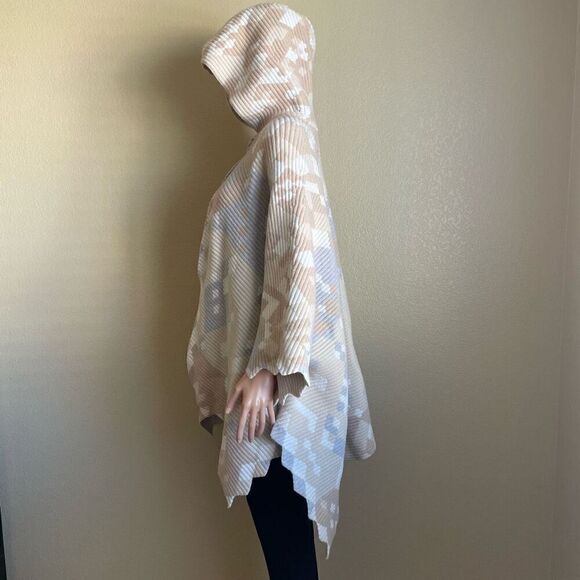 Peter Pilotto Geometric Ottoman Cape Shawl Wool Angora Hooded Women’s One Size - Picture 8 of 13